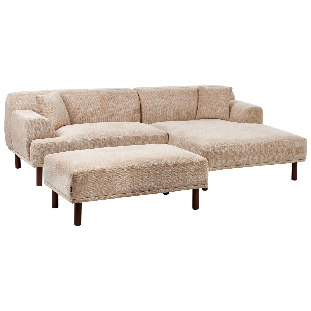 ROHOVÁ POHOVKA 3-místná Látka Béžová s otomanem levostranná Holt - béžová, textil (241/159cm) - Beliani