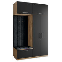 GARDEROBENSCHRANK REMA 150/240/60 cm Modern Eiche Wotan - Eiche Wotan/Schwarz, Holzwerkstoff (150/240/60cm) - MASSENO