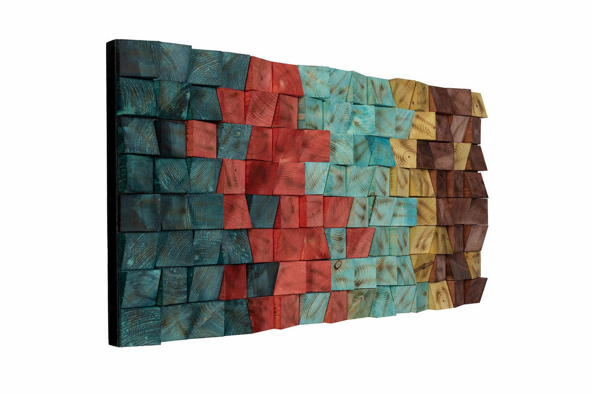 HOLZBILD Bunt 102/55 cm - Multicolor, Holz (6.5/55cm) - KUNSTLOFT