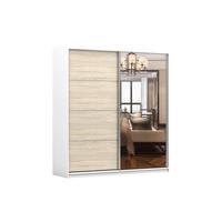 SCHIEBETÜRENSCHRANK - Schrank POSA 42 Weiß + Sonoma - Weiß/Sonoma Eiche, Holzwerkstoff (203/218/61cm) - Möblo