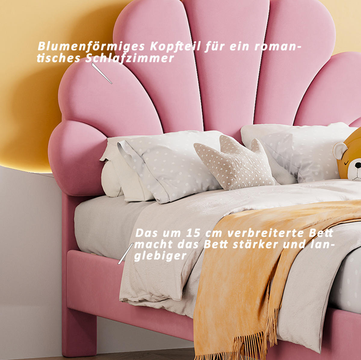 POLSTERBETT 90/200 cm Rosa aus Samtstoff mit Lattenrost - Rosa, Textil (90/200cm) - OKMYHOME