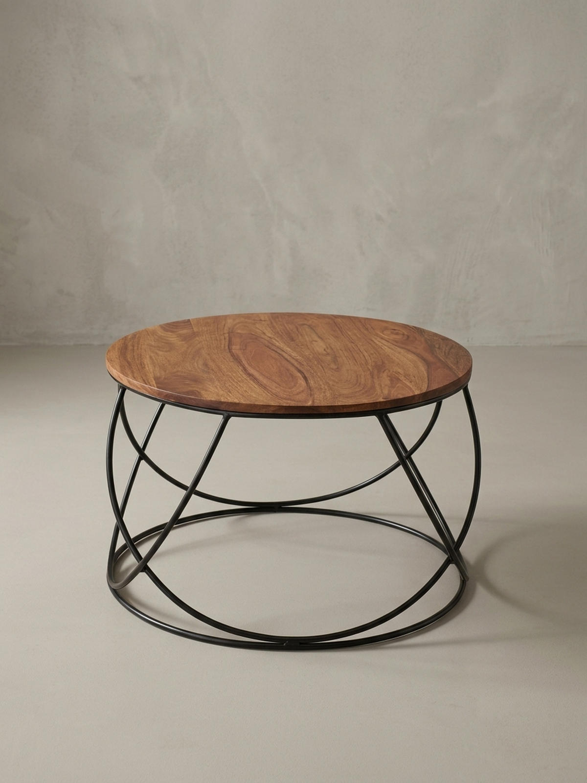 COUCHTISCH Industriestil in Braun, Sheesham-Massivholz Handgefertigt - Schwarz/Braun, Holz/Metall (60/60/40cm) - KADIMA DESIGN