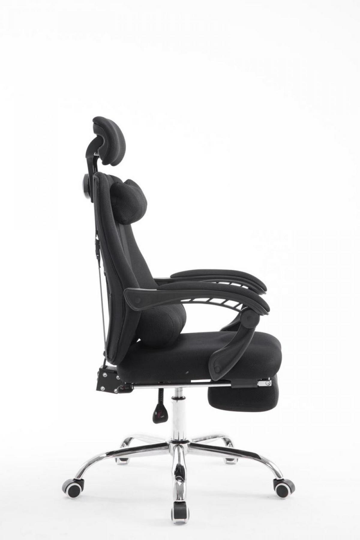 CHEFSESSEL Lederlook schwarz - Chromfarben/Schwarz, Textil/Metall (60/120/63cm) - CLP
