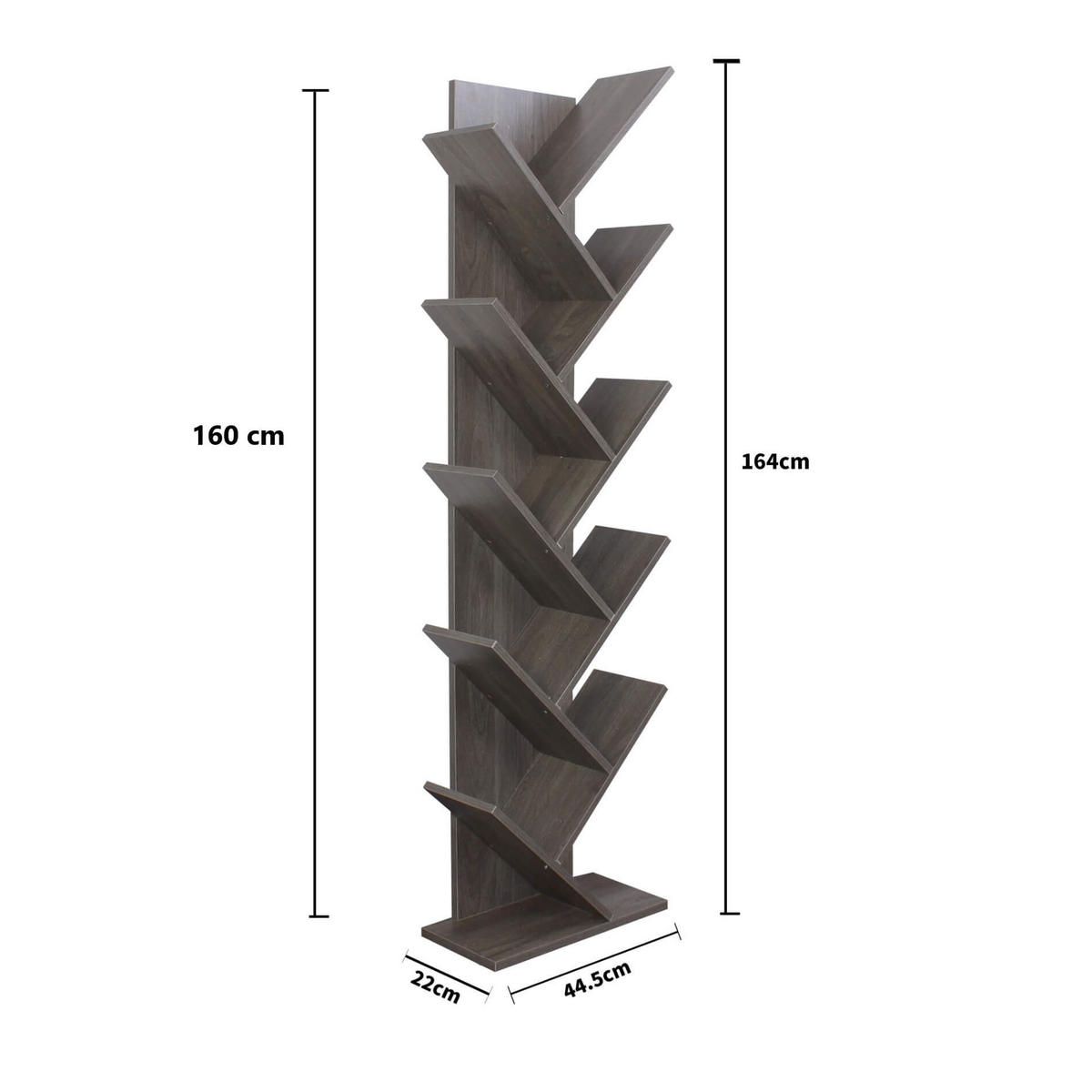 BÜCHERREGAL Grau 22/45/160 cm - Grau, Holzwerkstoff (22/160/45cm) - Mobili Rebecca