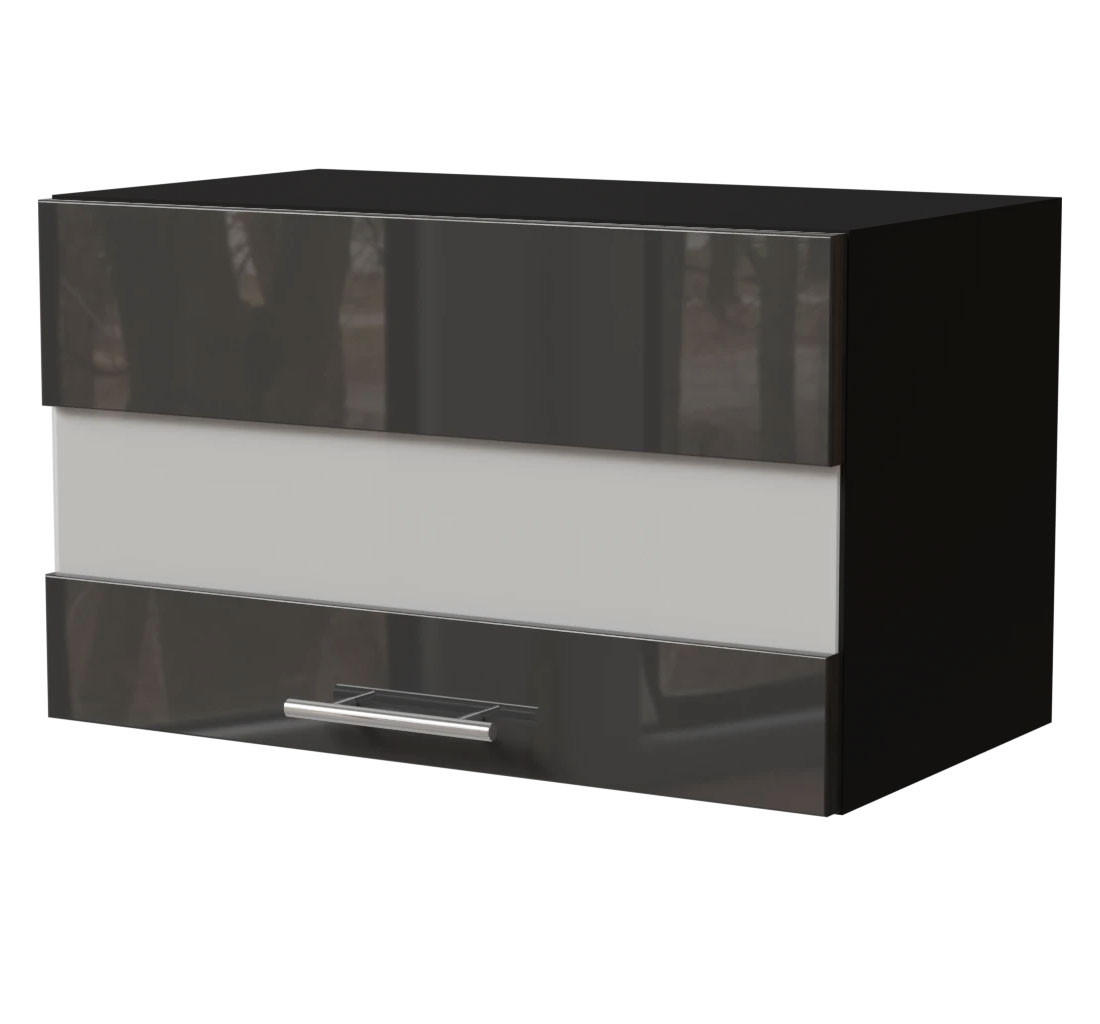 KLAPPHÄNGESCHRANK Essen W4BS/60/LAM Graphit Hochglanz / Schwarz Matt 60 / 32,5 / 36cm - Schwarz/Graphitfarben, Holz/Holzwerkstoff (60/36/32.5cm) - Feldmann-Wohnen