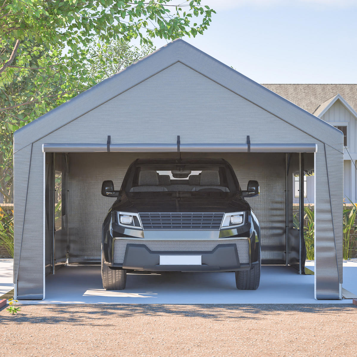 ZELTGARAGE Allwetter-Garage Grau 6 x 4 x 3 m - Grau, Metall (396/300/611cm) - ComfortXL