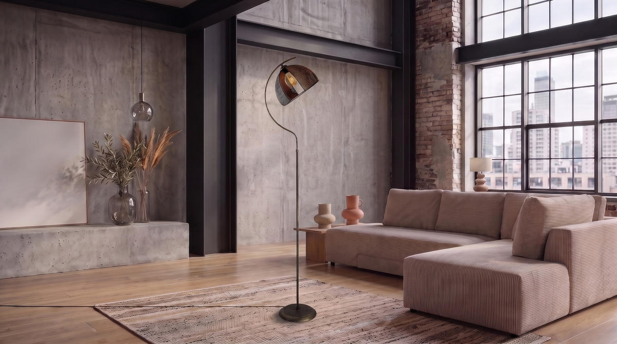 STEHLAMPE WENORA Bronze Holz - Bronzefarben, Holz (30/30/165cm) - KAWOLA