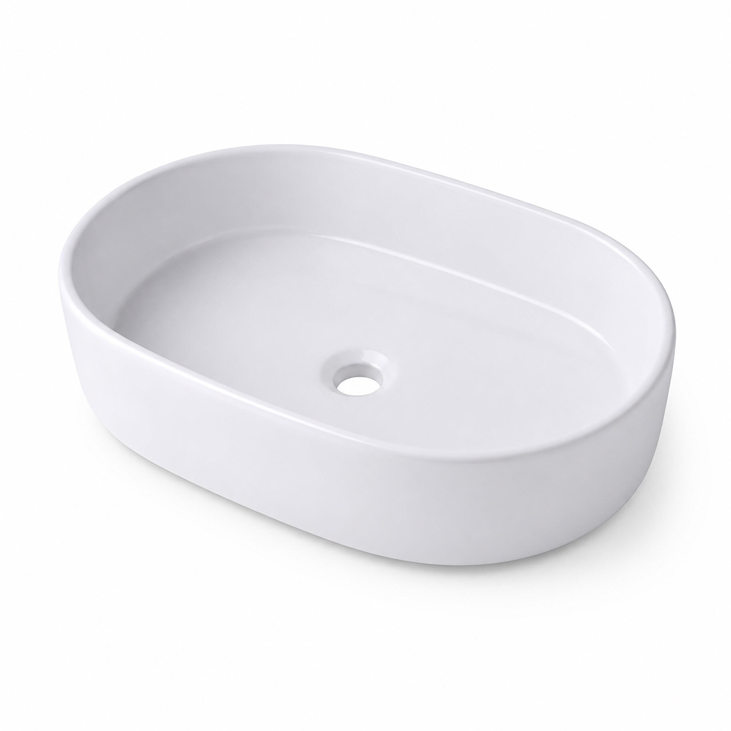 UMYVADLO Bílé keramické oválné bez otvoru pro baterii - bílá, keramika (55/14.5/34cm) - Relaxdays