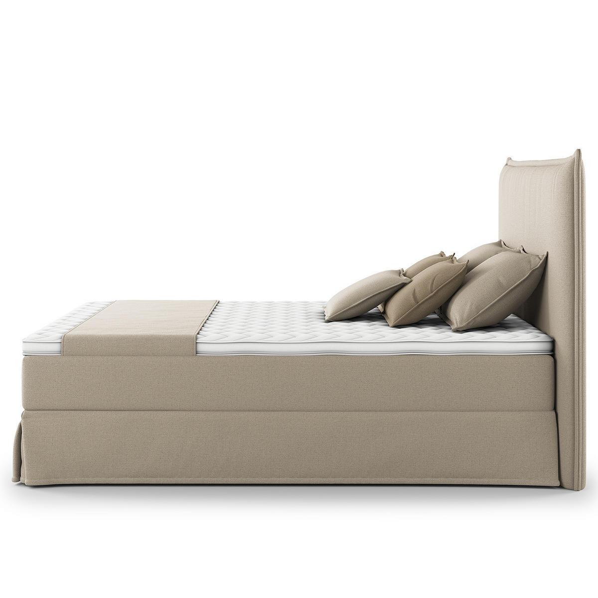 BOXSPRINGBETT mit Husse - Beige, Textil (180/200cm) - home24