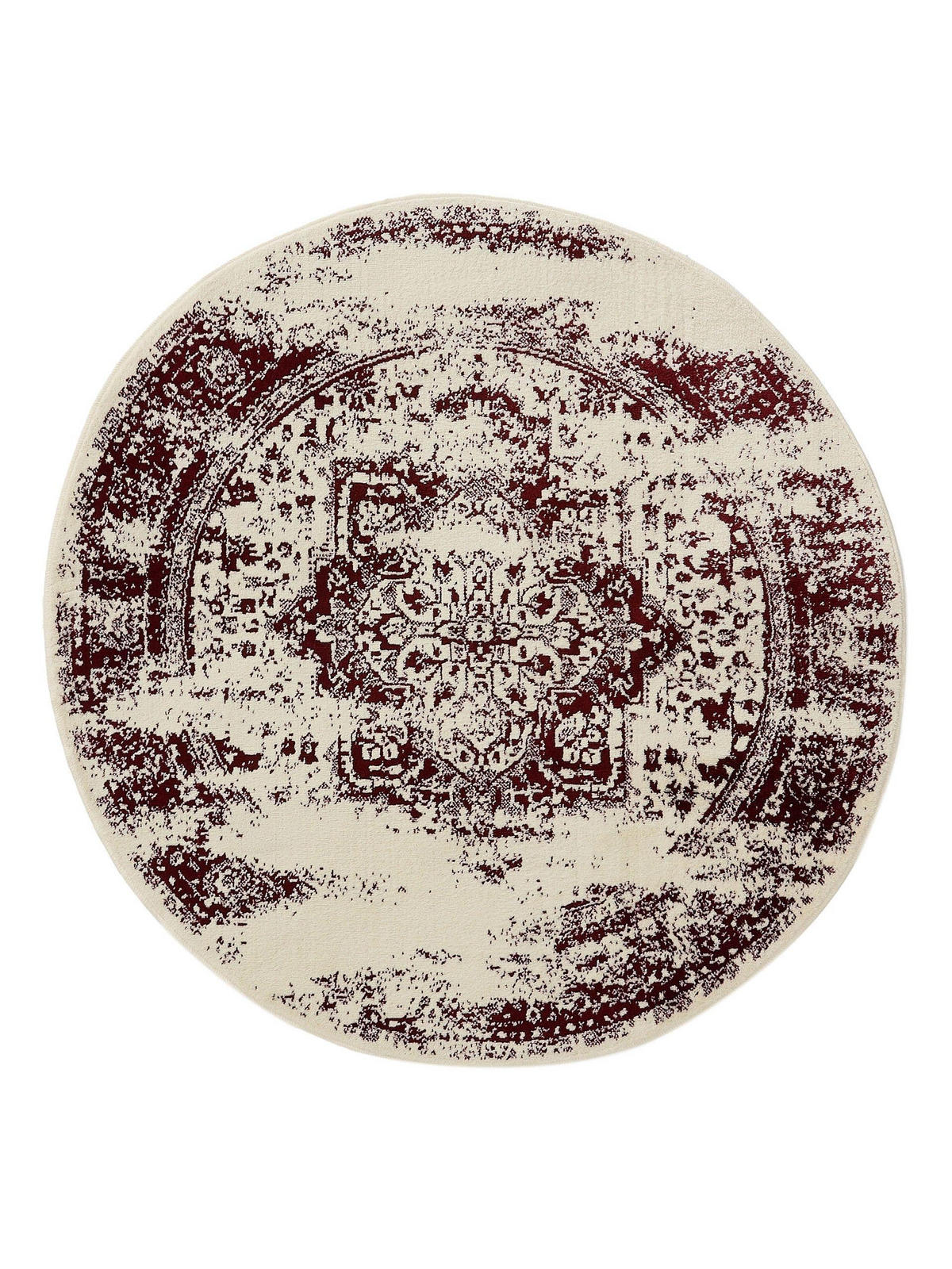 VINTAGE-TEPPICH Suki ø 120 cm rund - Rot/Creme, Kunststoff (120/120cm) - benuta