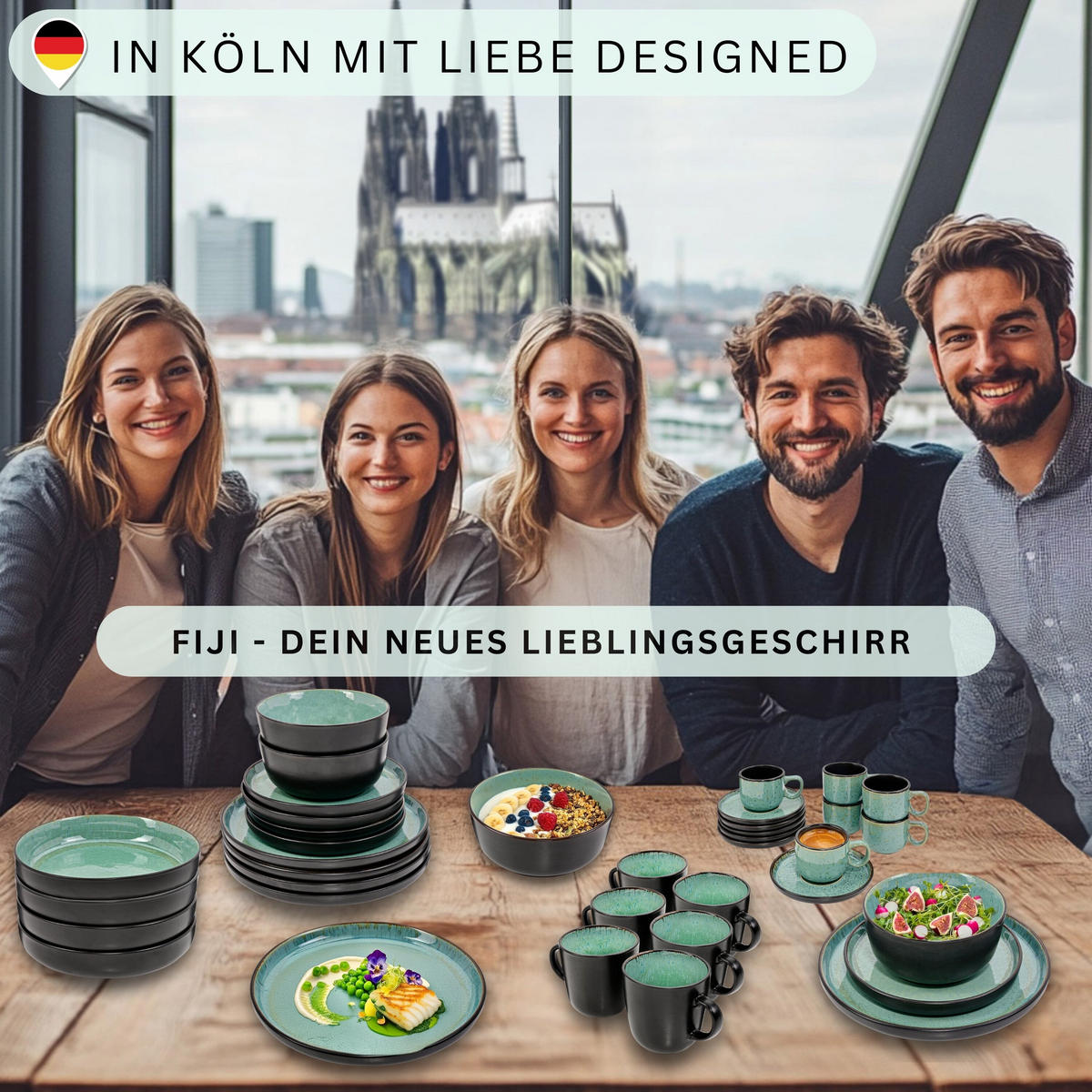 ESPRESSOTASSEN SET FIJI - 12 teilig aus Steingut - Grün, Keramik (0.08L) - Sänger