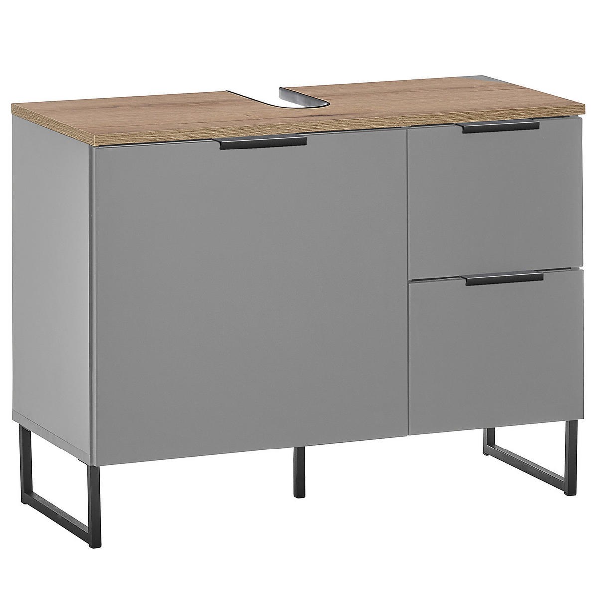 WASCHBECKENUNTERSCHRANK mit 1 Tür - Grau, Holzwerkstoff (80/60/35cm) - home24