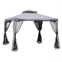 PAVILLONS aus Polyester 294x294x265 cm in Grau mit 4 Seitenteilen - Grau, Textil (294/265/294cm) - Modfu