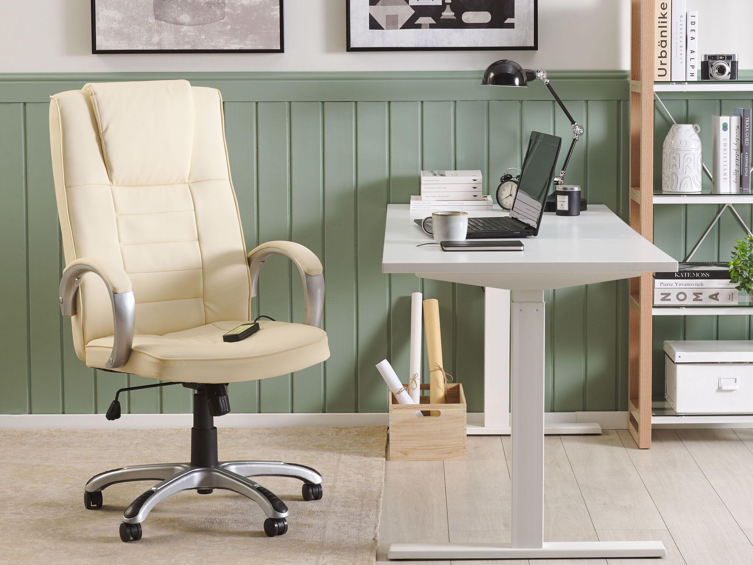 BÜROSTUHL Kunstleder Beige Grandeur II - Beige, Textil/Metall (53/127/73cm) - Beliani