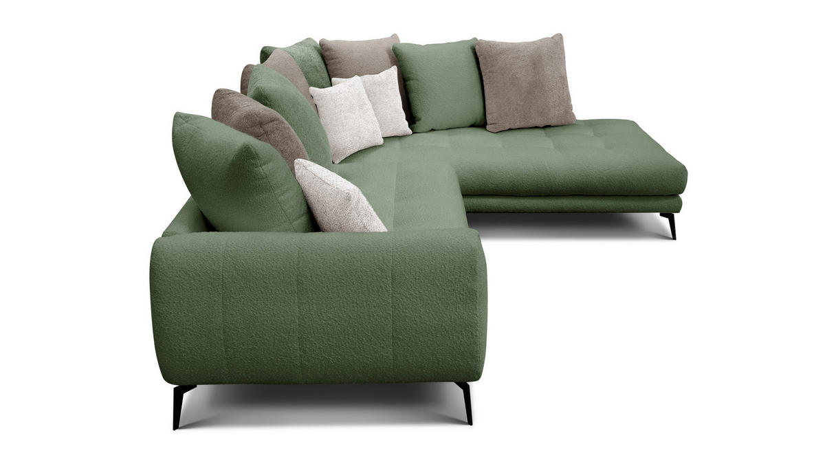 ECKSOFA CALME 5-Sitzer, olive und beige - Olivgrün, Holz/Textil (294/229cm) - Courtois Laville
