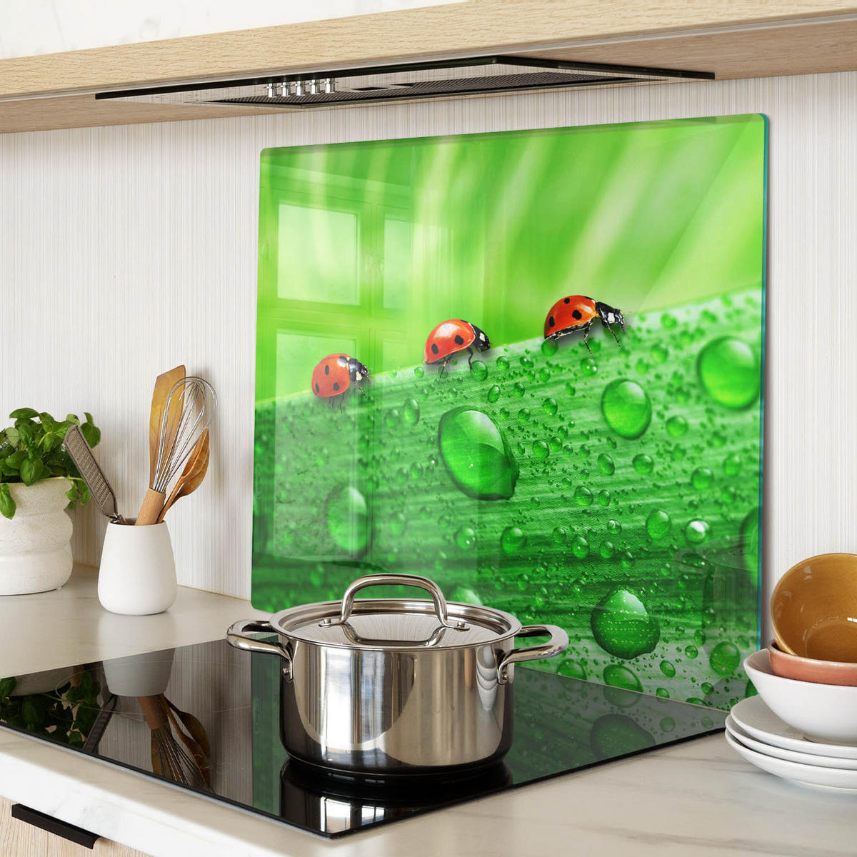 GLASPLATTE 60x52 cm Marienkäferrasen - Schwarz/Braun, Glas (60/0.4/52cm) - TULUP