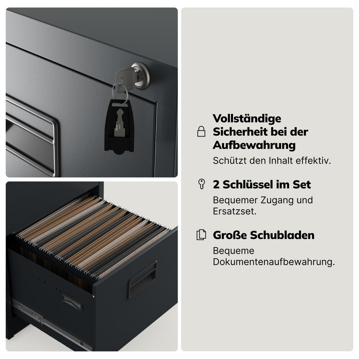 AKTENSCHRANK aus Metall SARA V5 460 x 1625,5 x 600 mm - Anthrazit, Metall (46/163/60cm) - Jan Nowak
