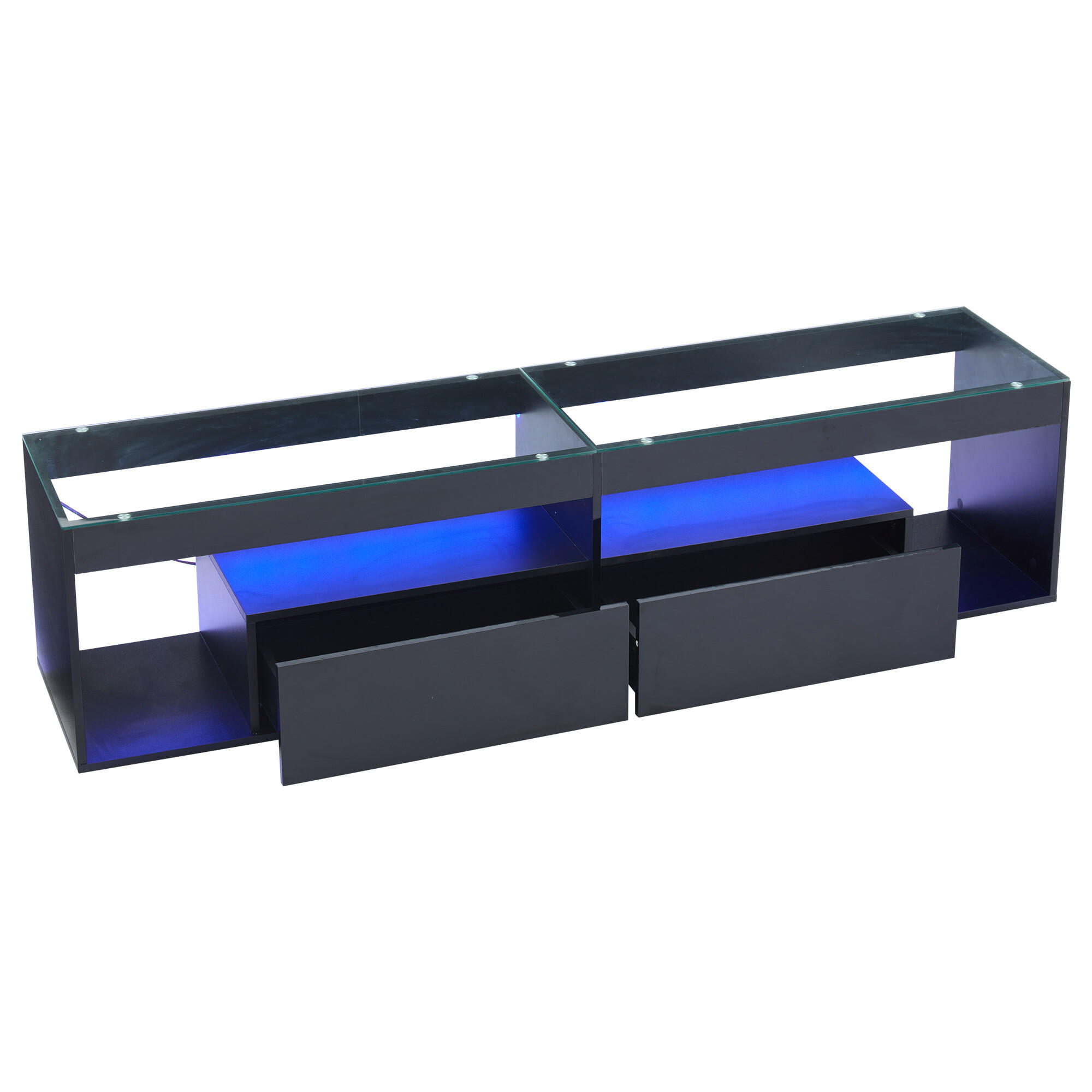 TV-LOWBOARD mit LED Schwarz 46/40/180 cm - Schwarz, Glas/Holzwerkstoff (40/46/180cm) - Urban Meuble