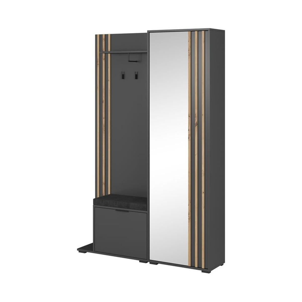 GARDEROBENPANEEL – 192 cm – Nelly – Grau - Grau, Holzwerkstoff (131/192/40cm) - hi-markt
