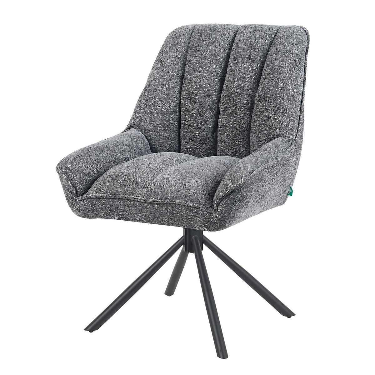 DREHSTUHL Mika-Mira 2er-Set - Schwarz/Grau, Textil/Metall (60/88/68cm) - DUBI Möbel