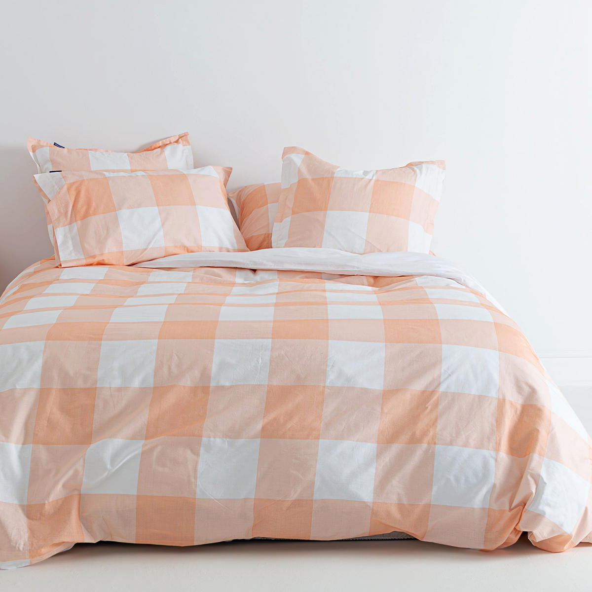 BETTBEZUG gingham 135/140x200 cm (standardgrösse) pfirsich - Orange, Textil (140/200cm) - Happy Friday