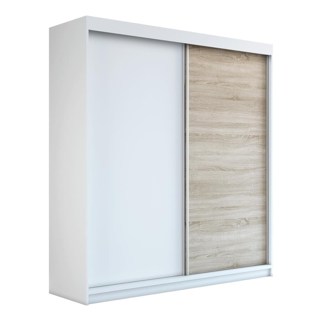 SCHWEBETÜRENSCHRANK 120 CM PAX Farbe: Weiß / weiß / sonoma - Weiß/Braun, Holzwerkstoff (120/215/59.5cm) - A&J MöbelLand
