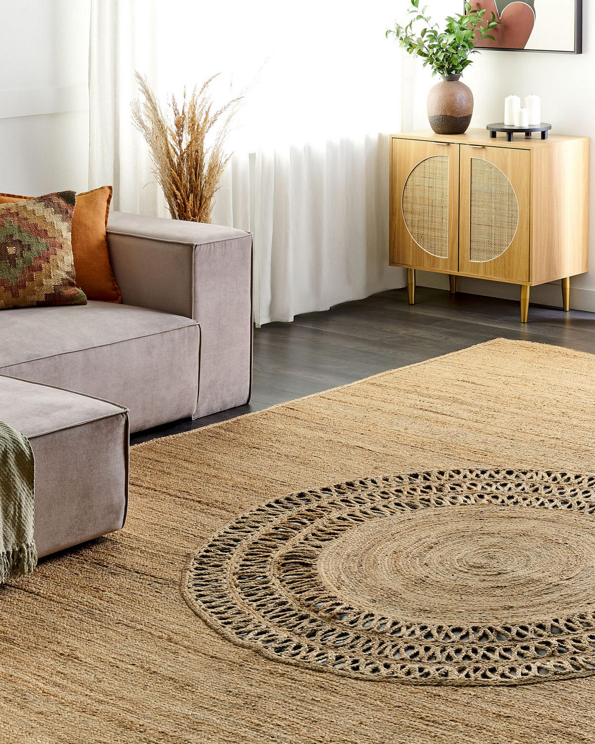 TEPPICH geflochten Beige 300/400 cm Bogazoren - Beige, Naturmaterialien (300/400cm) - Beliani