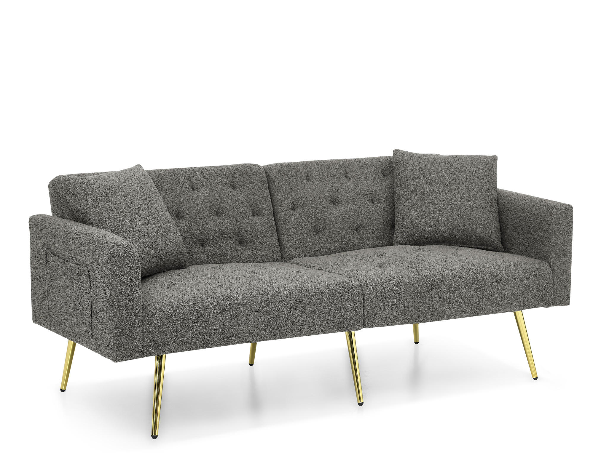 SOFA 2-Sitzer mit verstellbarer Rückenlehne Teddy Gray - Grau, Holzwerkstoff (177/74/78cm) - Meubliv