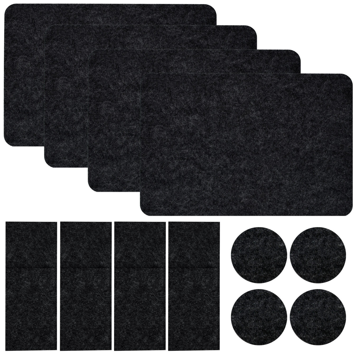 TISCHSET aus Filz, 12er Set 43/30 cm Anthrazit - Anthrazit, Kunststoff (43/30/1cm) - Dunedesign