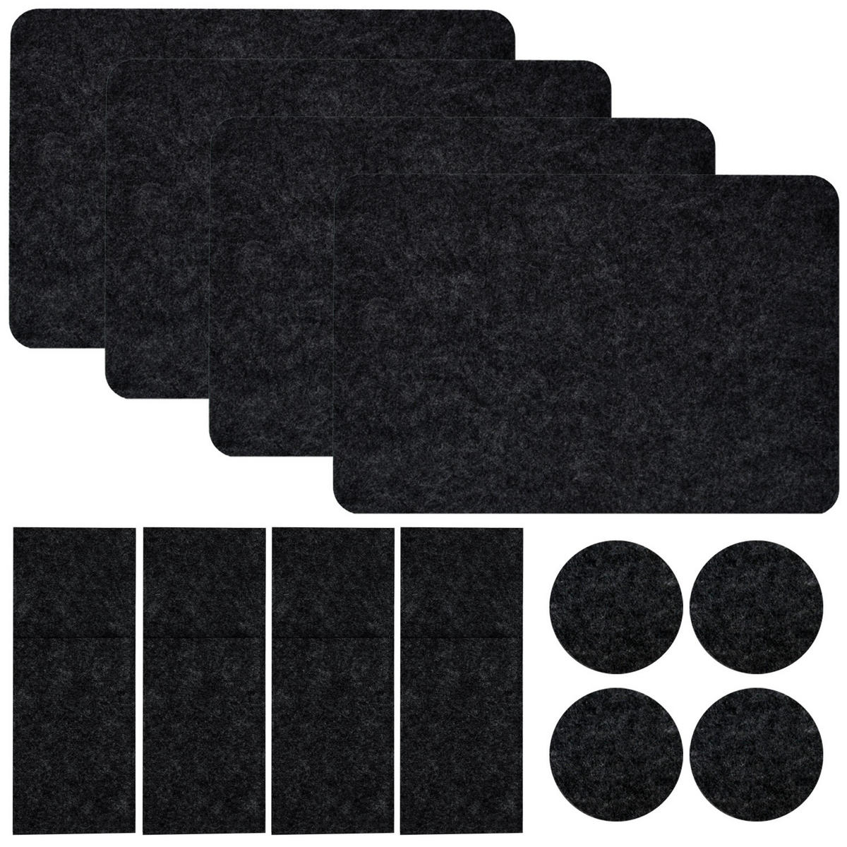 TISCHSET aus Filz, 12er Set 43/30 cm Anthrazit - Anthrazit, Kunststoff (43/30/1cm) - Dunedesign