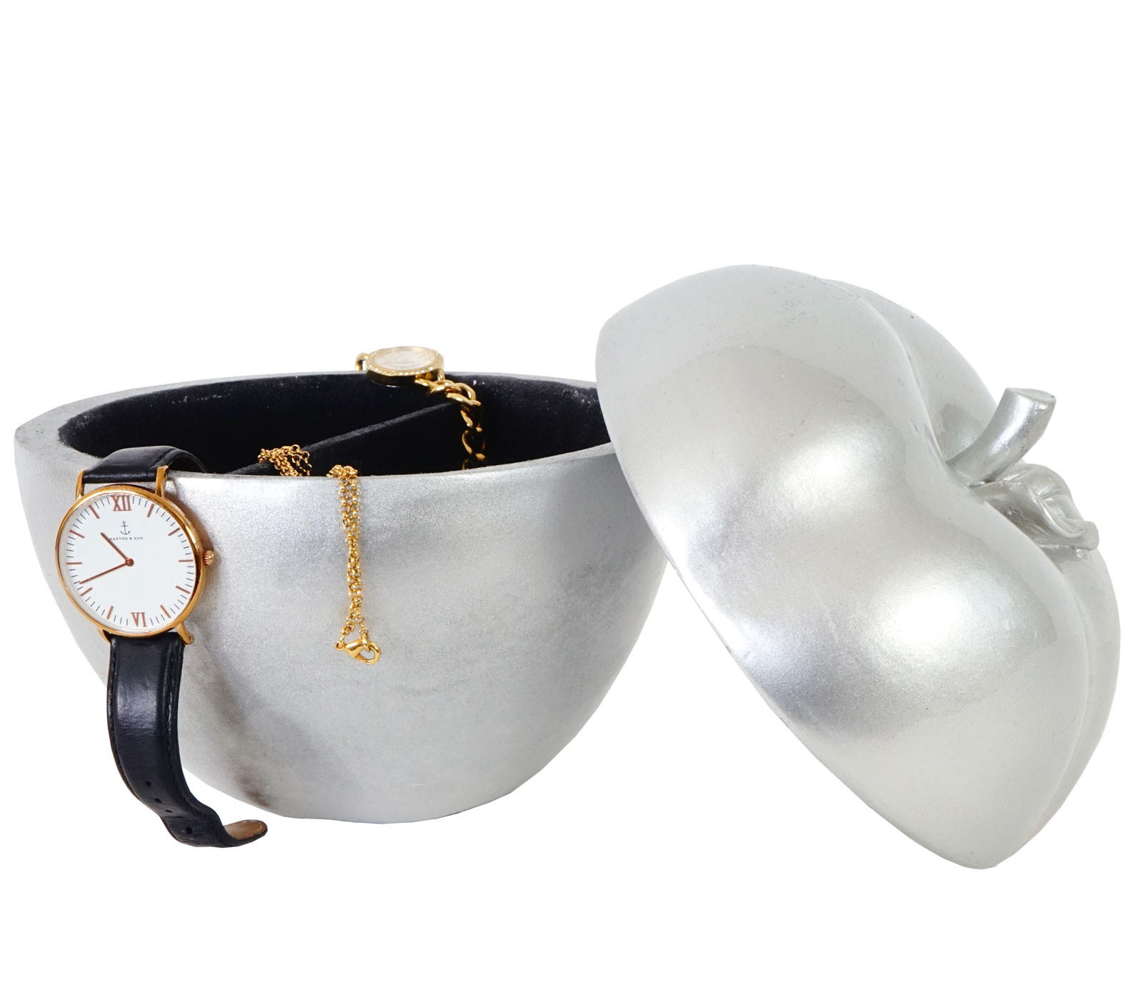 SCHMUCKDOSE APFEL Silber - Silberfarben, Stein (19/21/19cm) - MCW