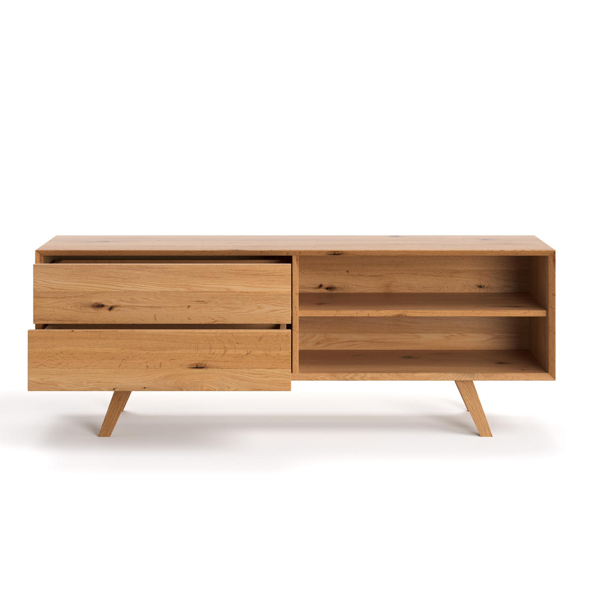 TV-SCHRANK Spectra aus massivem Eichenholz 140 cm - Eichefarben/Naturfarben, Holz (140/65/50cm) - Danzz
