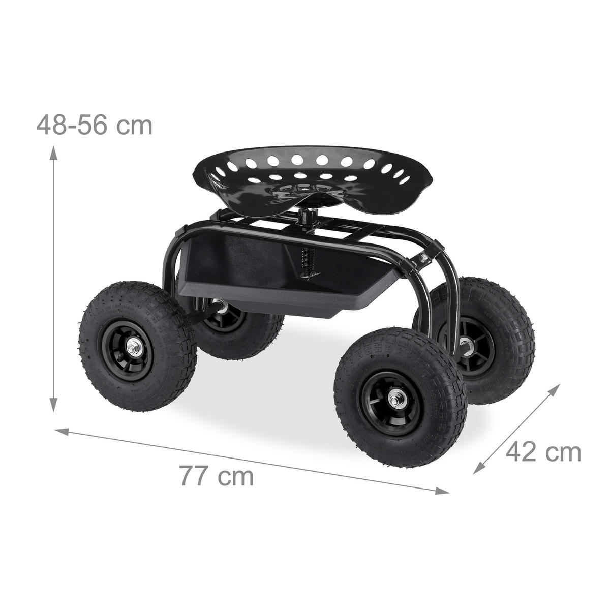 ROLLSITZ - Schwarz, Kunststoff/Metall (42/56/77cm) - Relaxdays