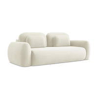 3-SITZER SOFA mit Schlaffunktion Bouclé Stoff Beige - Hellbraun/Schwarz, Holzwerkstoff/Kunststoff (266/95/121cm) - LaMiaSofa