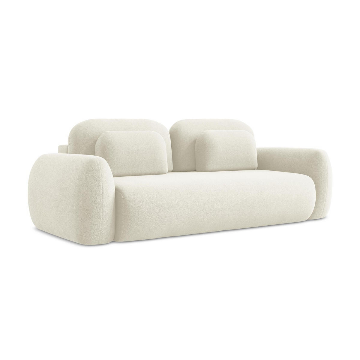 3-SITZER SOFA mit Schlaffunktion Bouclé Stoff Beige - Hellbraun/Schwarz, Holzwerkstoff/Kunststoff (266/95/121cm) - LaMiaSofa