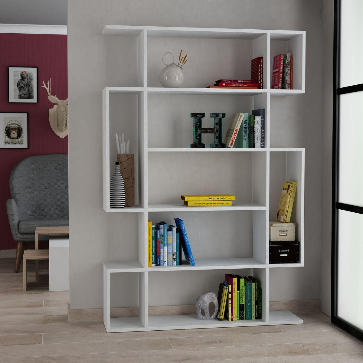 BÜCHERREGAL Mito - 108/25/161 cm - Weiß, Holzwerkstoff (25/161/31cm) - Calicosy