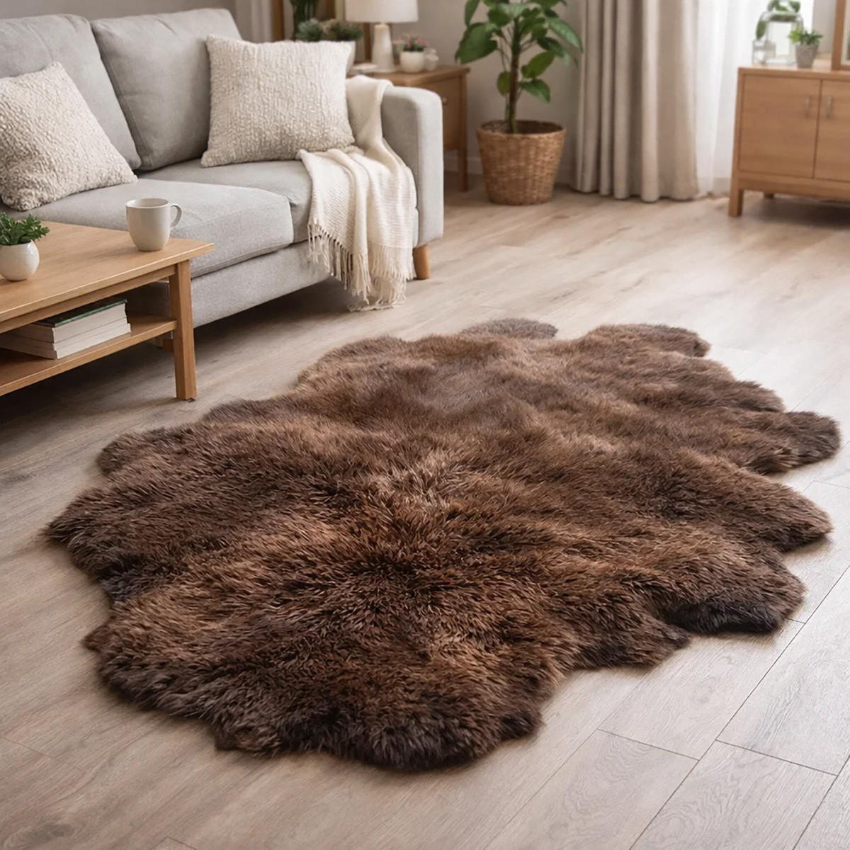 SCHAFFELL Öko Schaffell Läufer Naturbraun 180/120 cm - Braun, Fell (120/180cm) - Provellus