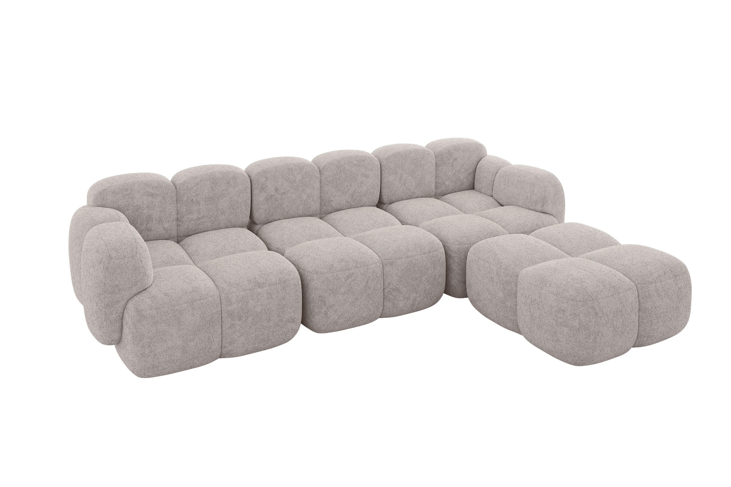 ECKSOFA modulares Sofa Rechts Miko-L2 302x205x75 Hellgrau Velours - Hellgrau/Schwarz, Holzwerkstoff/Kunststoff (302/205cm) - ALTDECOR