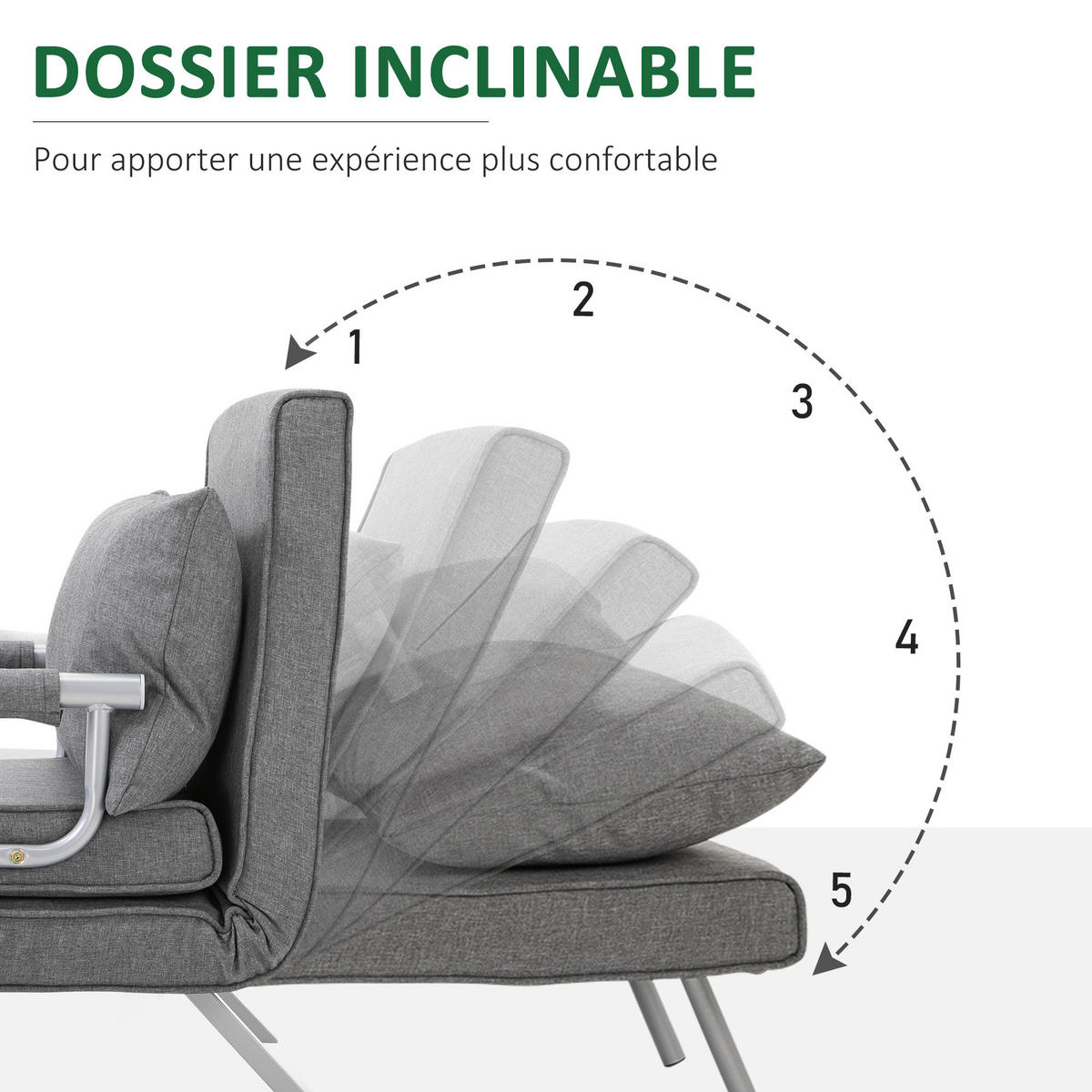 SCHLAFSESSEL DE-14541 5-fach verstellbar, abnehmbarer Bezug Hellgrau - Hellgrau, Textil (69/80/65cm) - ComfortXL