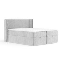 BOXBETT Passion Hellgrau 160/200 cm mit Matratze und Topper - Hellgrau/Schwarz, Holz/Holzwerkstoff (160/200cm) - Maison de Reve