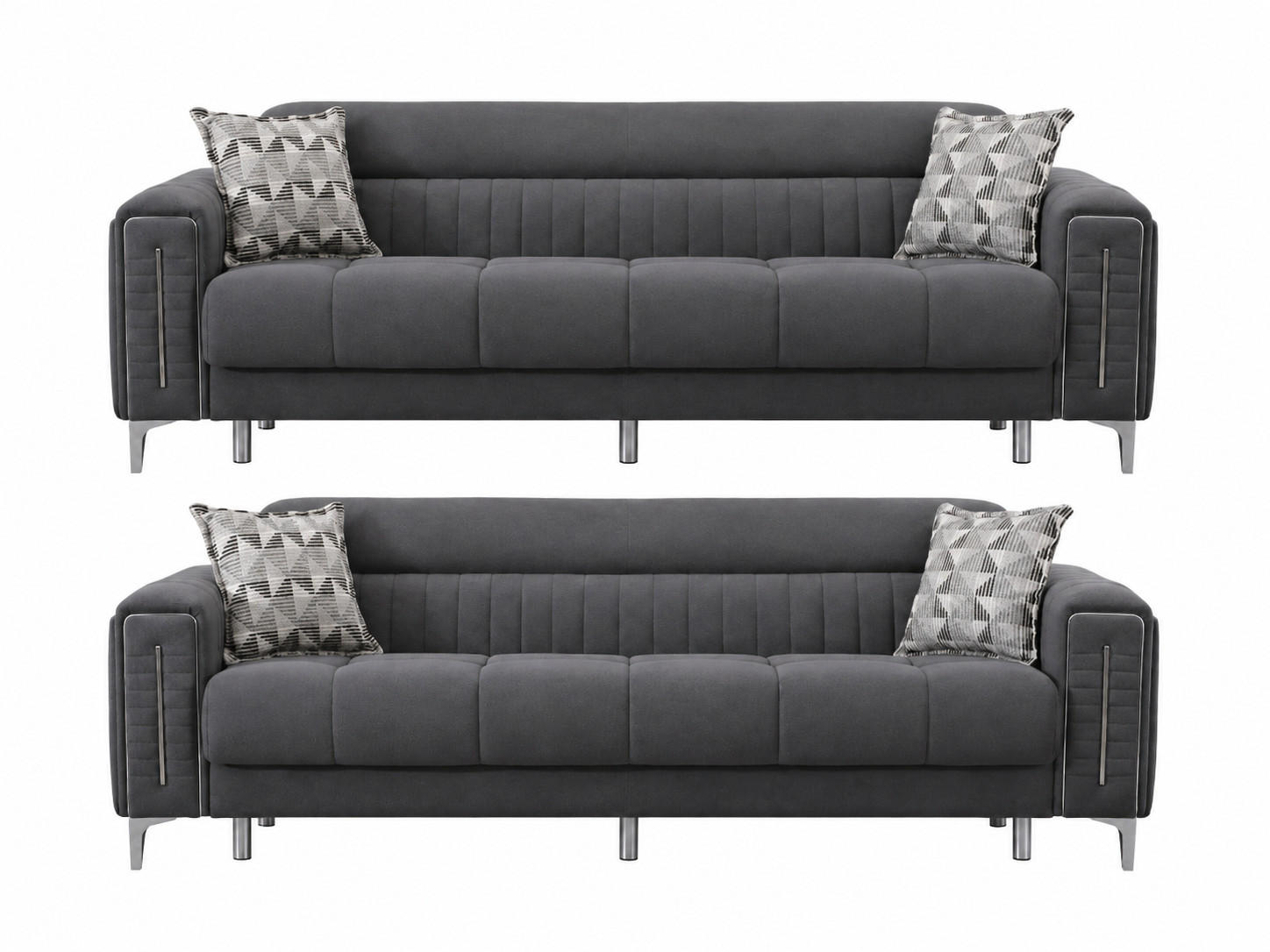 SITZGARNITUR Puebla, Dunkelgrau Stellvariante 3+3 - Dunkelgrau, Holzwerkstoff/Kunststoff (243/85/95cm)