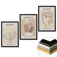 WANDBILDER 3er-Set - 40x60 cm Schwarzer Rahmen - Moderne Pflanzenlinien - Schwarz, Kunststoff (40/60cm) - ArtPrintCave