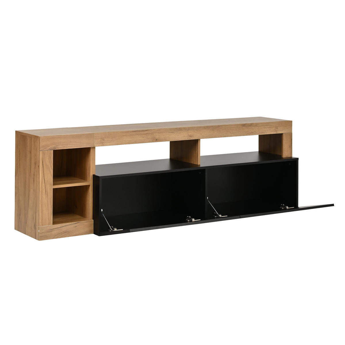 TV-SCHRANK Schwarz-Holzoptik aus Spanplatte mit App-gesteuerter LED 184 × 42 × 58 cm - Schwarz, Holzwerkstoff (184/58/42cm) - Luhomfu