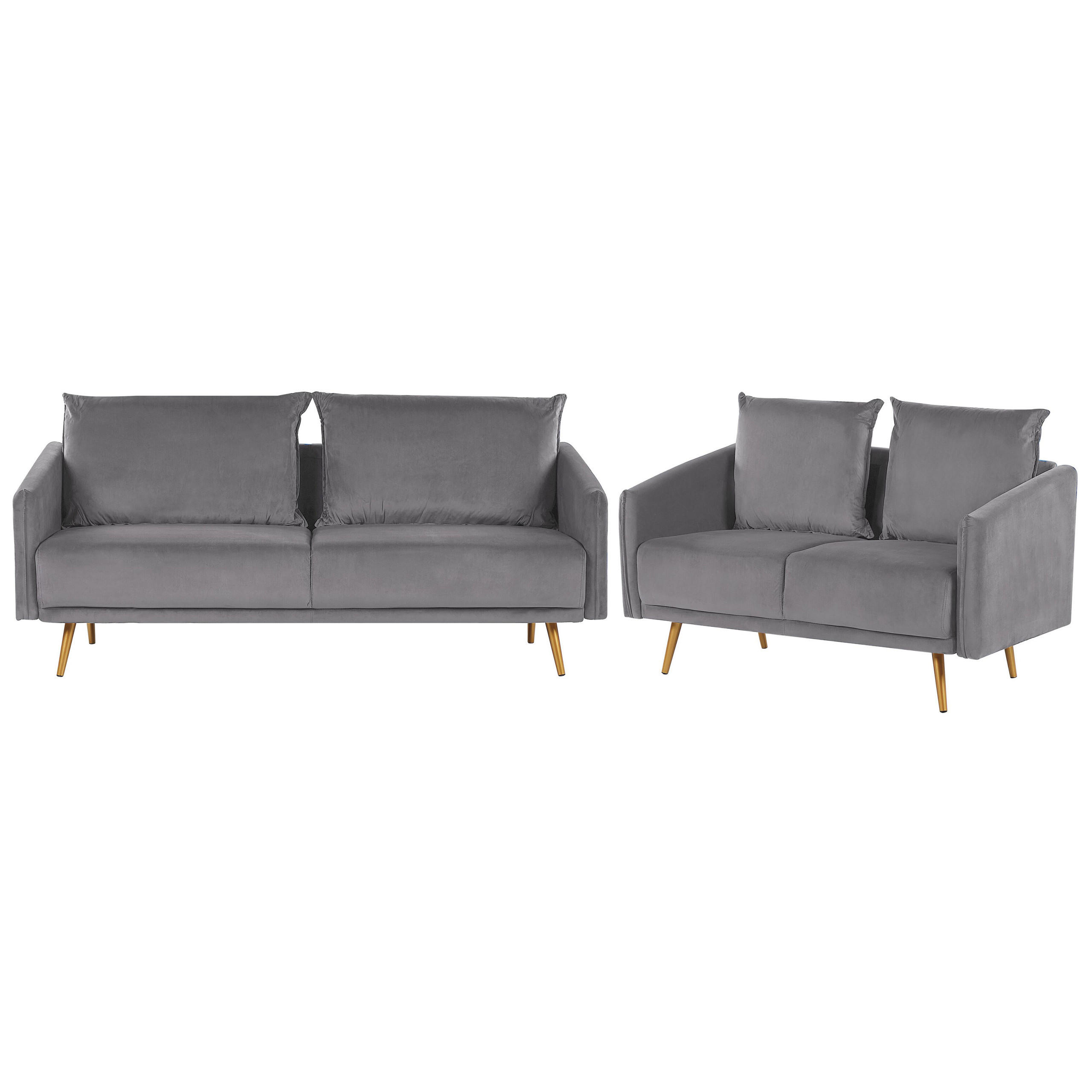 5-SITZER SOFA SET Samtstoff Grau Maura - Grau, Textil (185/83/78cm) - Beliani