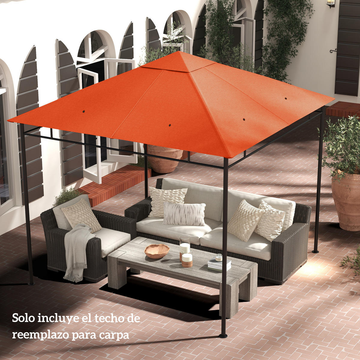 ERSATZDACH, 300x300 cm für Pavillon, orange, mit 8 Entwässerungs- und Belüftungslöchern - Multicolor, Kunststoff (298/295cm) - FORIOUS
