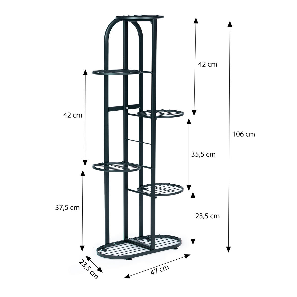 BLUMENSTÄNDER VERTA Schwarz - Schwarz, Metall (23.5/47/106cm) - Mat-Haus