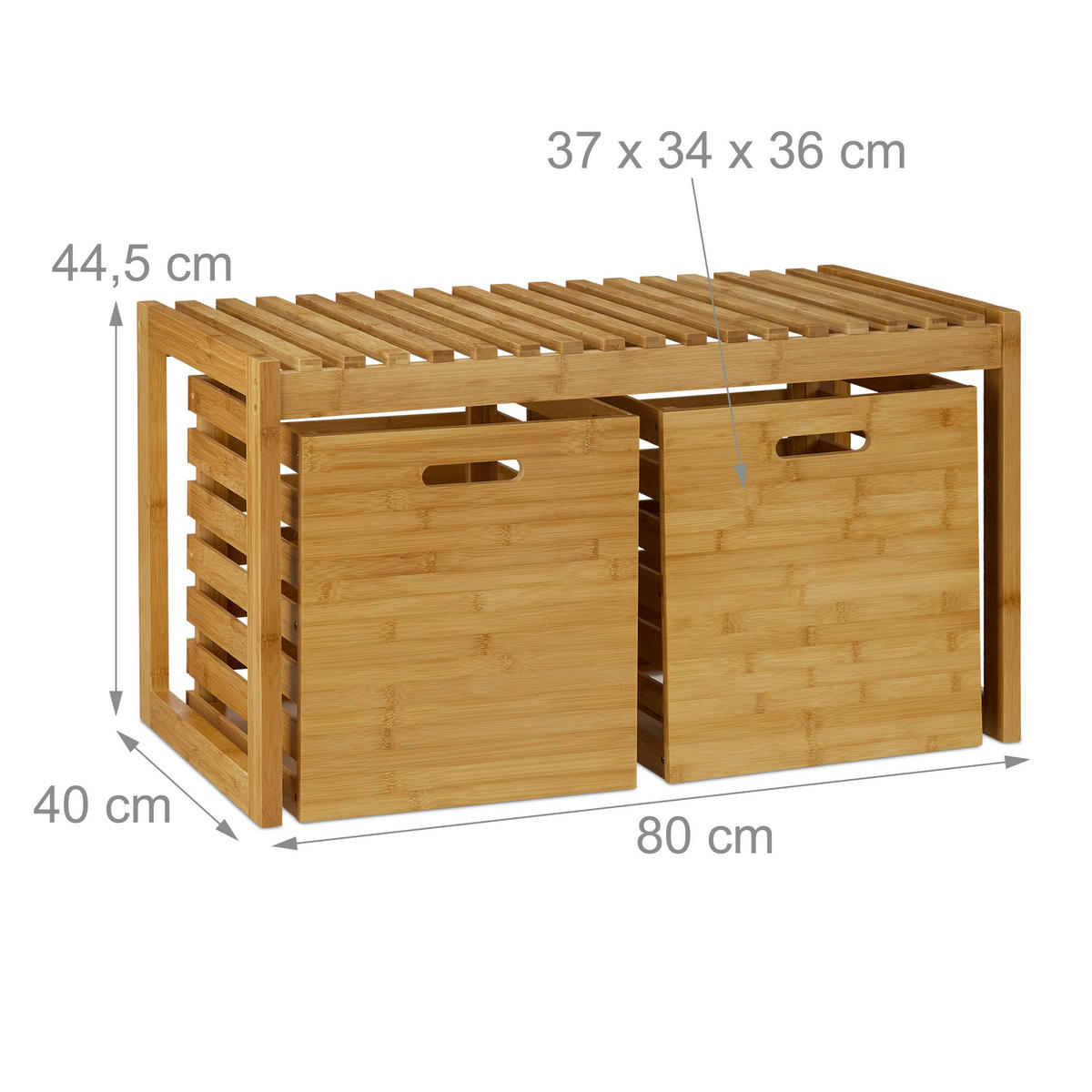 SITZBANK - Hellbraun, Holz (80/44.5/40cm) - Relaxdays