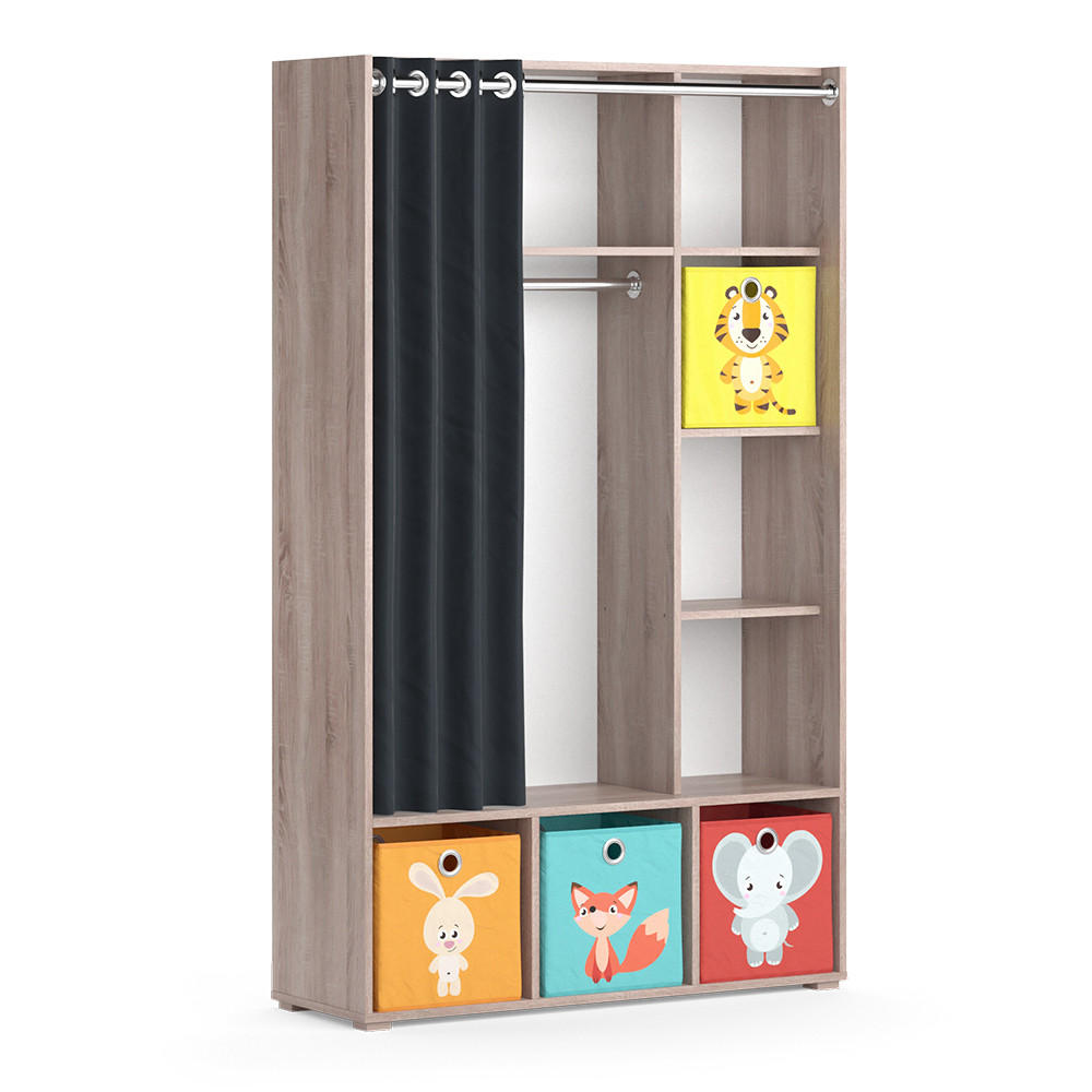 KINDERKLEIDERSCHRANK Luigi Sonoma 105.8 x 178.1 cm Mit Faltboxen (bunt) - Multicolor/Sonoma Eiche, Holzwerkstoff (105.8/178.1/38cm) - Vicco