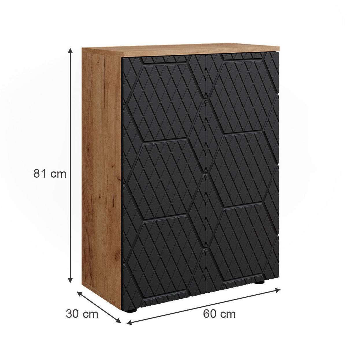 MIDISCHRANK Irma Anthrazit gestreift 60 x 81 cm - Anthrazit, Holzwerkstoff (60/81/30cm) - Vicco