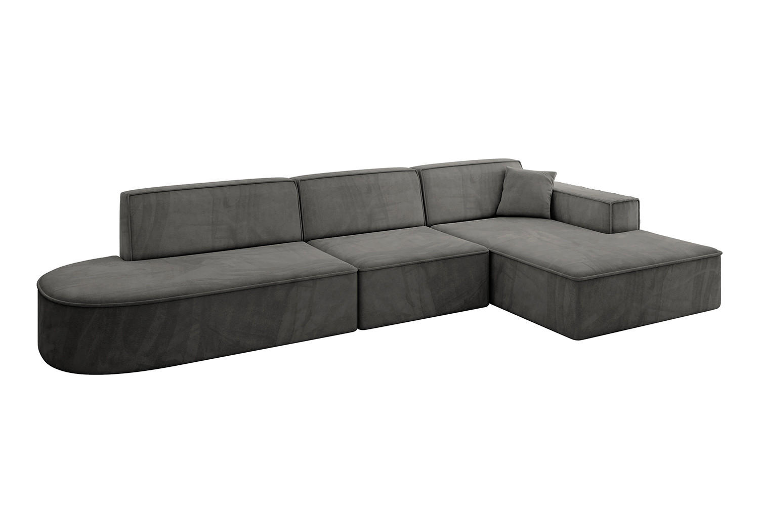 ECKSOFA Ottomane Rechts IREA-L2-v4 - 328x171x79 cm Ecru - Anthrazit, Holzwerkstoff/Textil (171/328cm) - ALTDECOR